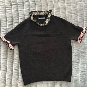Alexander McQueen Black Sweater with Pink and Cream Accents